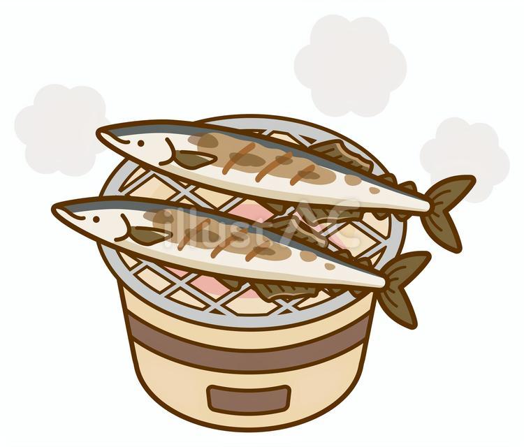 さんまと七輪02 秋の味覚,さんま,七輪のイラスト素材