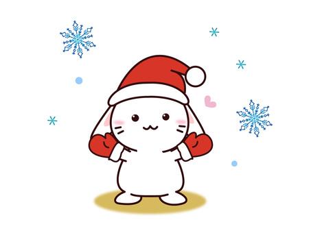 うさぎさん(手袋） うさぎ,手袋,帽子,雪,結晶,ハート,冬,クリスマス,和む,かわいいのイラスト素材