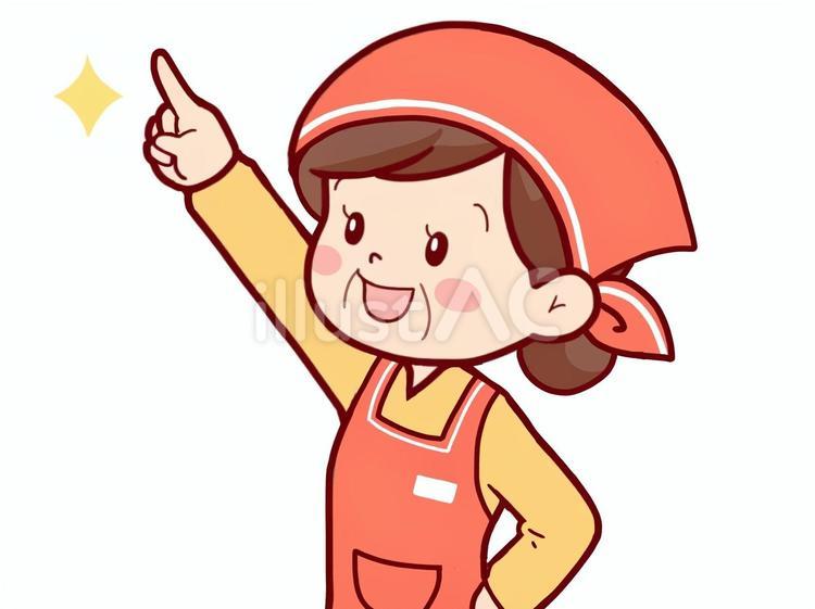 やる気のある店員(中年女性) 店員,販売員,スーパーのイラスト素材