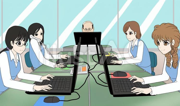 社員のいるオフィス オフィス,事務室,会社のイラスト素材