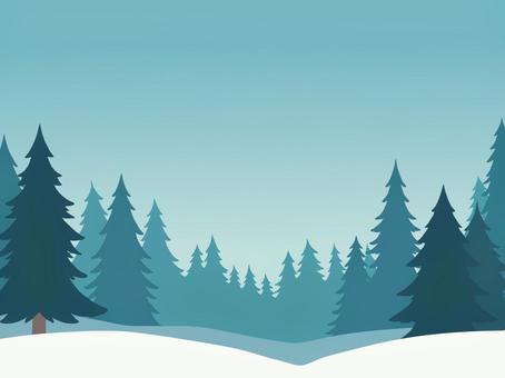 雪ともみの木の青い景色 雪,もみの木,冬,背景,壁紙,青い景色,静か,寒い,シンプル,手書きのイラスト素材