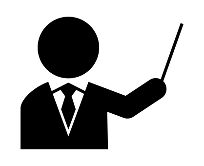 指示棒を持つネクタイの人物 解説,説明,先生,教授,人物,指示棒,アイコン,スーツ,ネクタイ,教員のイラスト素材