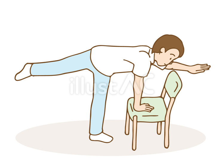 イスを用いたバランス練習 トレーニング,イス,バランスのイラスト素材