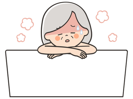 お風呂でのぼせるおばあさん お風呂,のぼせる,のぼせ,暑い,熱い,体調不良,不調,おばあさん,年配,老人のイラスト素材