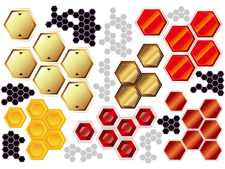 Illustration, hexagonal, decoração, ouro, 