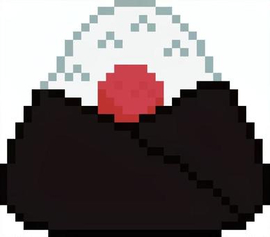 ドット絵の梅おにぎりです。 ドット絵,おにぎり,シンプル,ご飯,米,海苔,お弁当,和食,具材,握りのイラスト素材