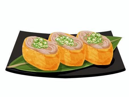 いなりそば いなりそば,そば,家庭料理,麺類,料理,食べ物,ネギ,皿のイラスト素材