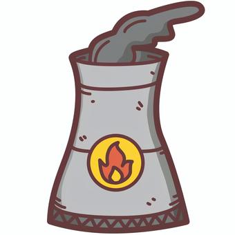火力発電所のかわいいデフォルメイラスト 火力発電所,建物,エネルギー,開発,ボイラー,蒸気タービン,燃料,石炭,二酸化炭素,排出のイラスト素材