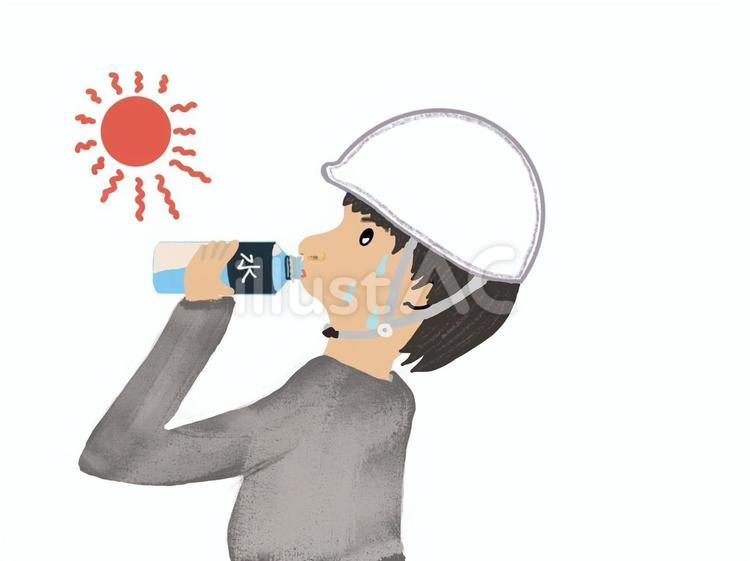 真夏の作業員　水分補給 水分,補給,熱中症のイラスト素材