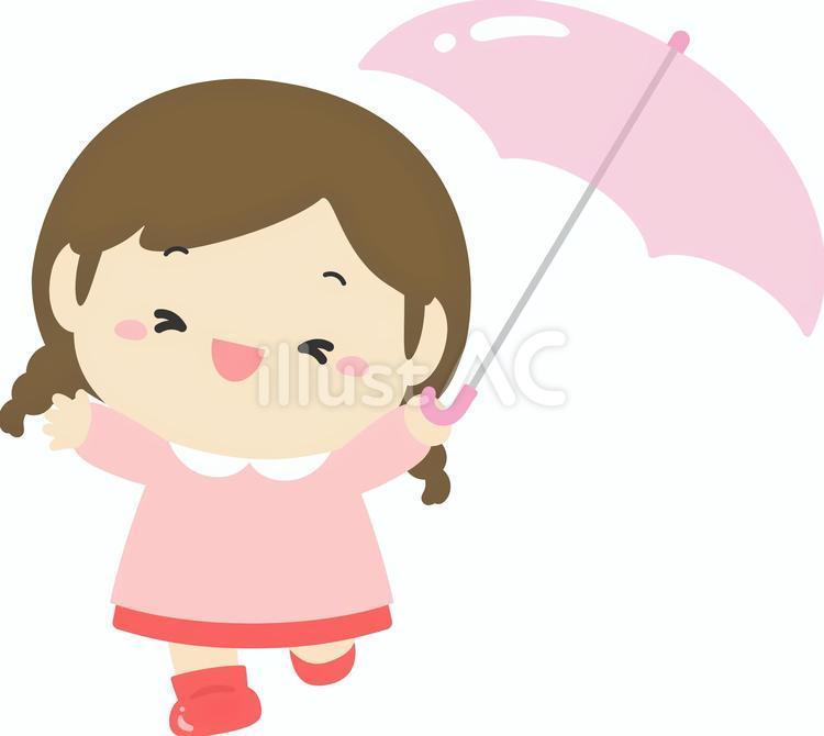 梅雨、雨の日の傘と女の子 梅雨,傘,女の子のイラスト素材