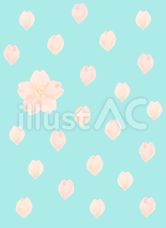 桜の花と花びらのレトロな背景素材 桜,春,花のイラスト素材