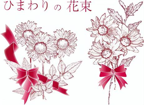 Illustration, подсолнух, букет, карандашный рисунок, 