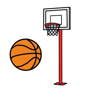 バスケットゴールとボール ボール,バスケ,ゴール,ネット,シュート,バスケットボール,スポーツ,球技,クラブ,部活のイラスト素材