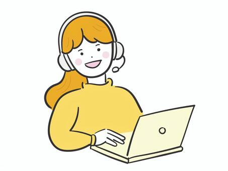 コールセンター コールセンター,電話質問,電話,自宅,リモートワーク,お問い合わせ,在宅,仕事のイラスト素材