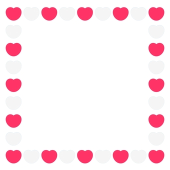 お祝いツートンハートのましかくフレーム イラスト,フレーム,枠,ましかく,囲み,飾り,ハート,ツートンカラー,赤白,紅白のイラスト素材