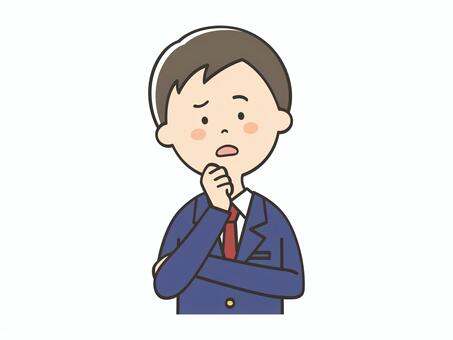 悩む男子学生 男の子,高校生,困る,不安,悩む,考える,わからない,迷う,謎,男子高校生のイラスト素材