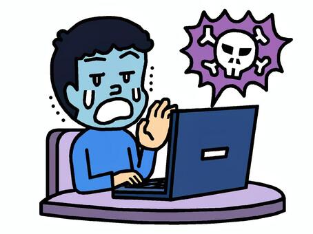 ウイルス感染 ウイルス感染,マルウェア,パソコン,インターネット,人物,男性,被害,イラストのイラスト素材