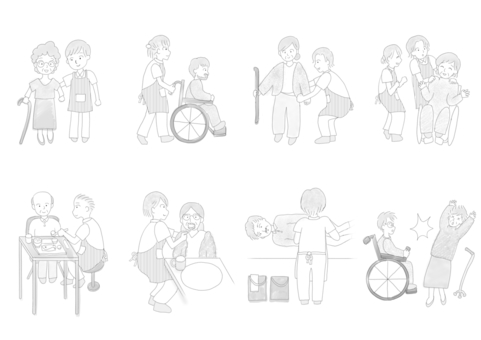 Set illustration of nursing care site, Set illustration of nursing care site, care, care site, set,