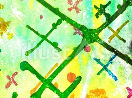 カラフルな手描きバツ印模様の水彩背景