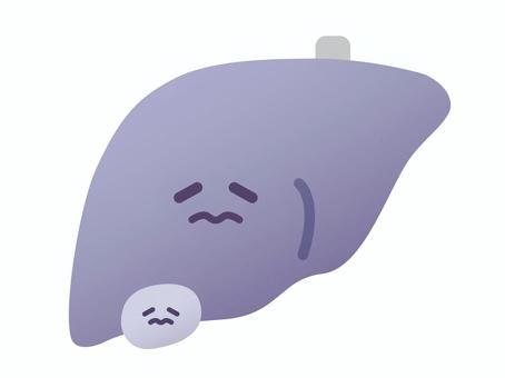 元気がない肝臓と胆嚢のイラスト 肝臓,胆嚢,内蔵,臓器,メディカル,医療,体,不健康,病気,不調のイラスト素材