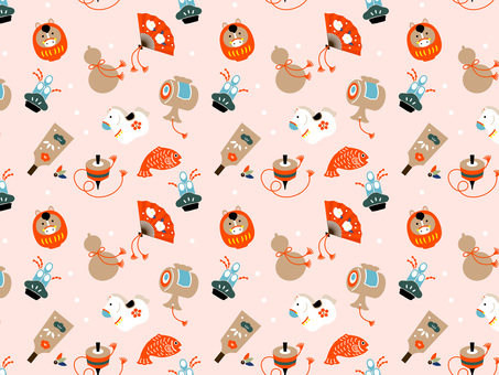 午年のおめでたいお正月のパターン素材 午年,年賀状,馬,午,お正月,はがき,2026年,うま,年賀はがき,手描きのイラスト素材