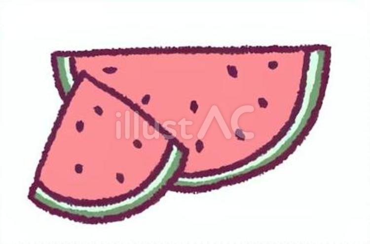 スイカの手描きイラスト スイカ,果物,夏のイラスト素材