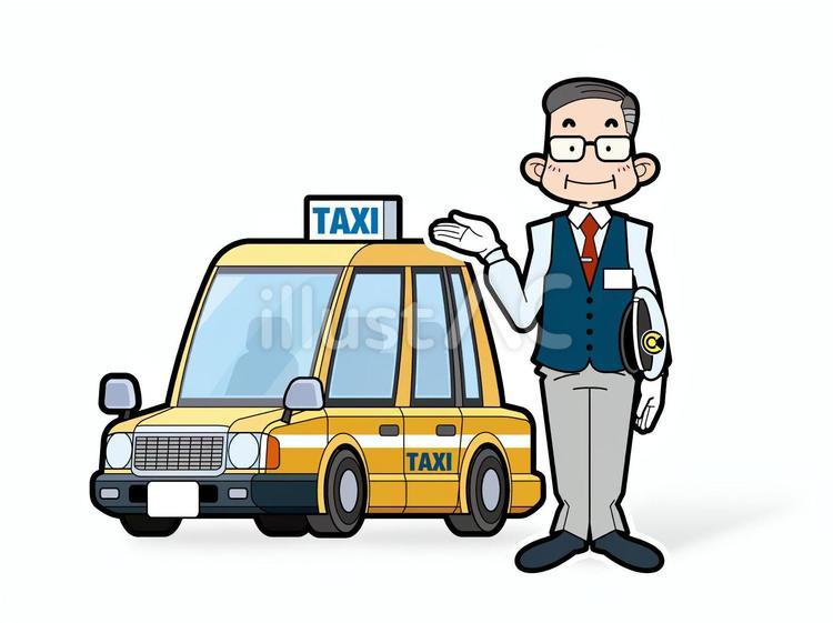 タクシー運転手・タクシーイラスト 自動車,乗り物,タクシーのイラスト素材