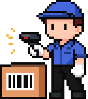 ドット絵の青の倉庫作業員です。 ドット絵,倉庫,作業員,シンプル,梱包,検品,仕分け,商品管理,スタッフ,パートのイラスト素材