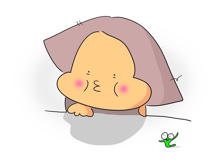 楽しむ　おかっぱ 穴,顔,おかっぱ,女の子,動じない,楽しむのイラスト素材