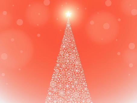 クリスマスのイルミネーション背景　4　赤 クリスマス,冬,背景,雪,雪の結晶,キラキラ,手描き,フレーム,クリスマスツリー,ツリーのイラスト素材