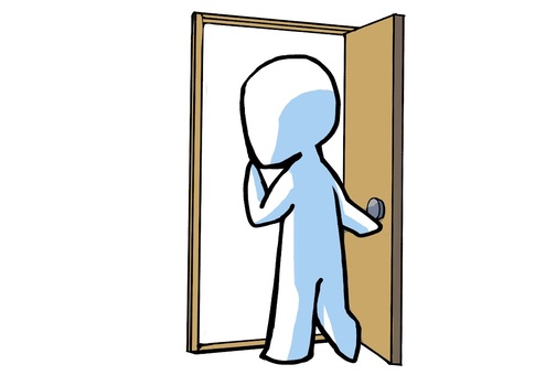 扉に入る人 扉,ドア,入室,移動,スタート,始まり,シンプル,棒人間のイラスト素材