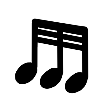 黒の手書き32分音符（3連） 32分音符,三十二分音符,音符,3連,おんぷ,楽譜,譜面,音楽,背景透明,pngのイラスト素材