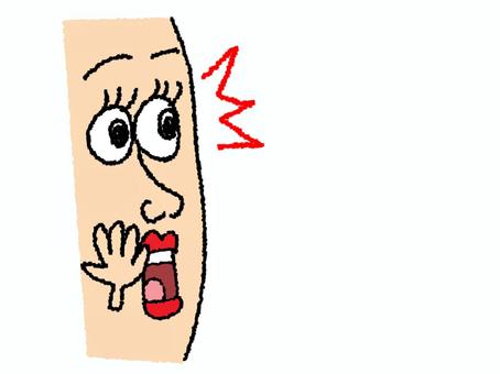 ビックリ ビックリ,顔,リアクション,焦る,お知らせ用,宣伝用,pop調,手描き,挿絵,ワンポイントのイラスト素材