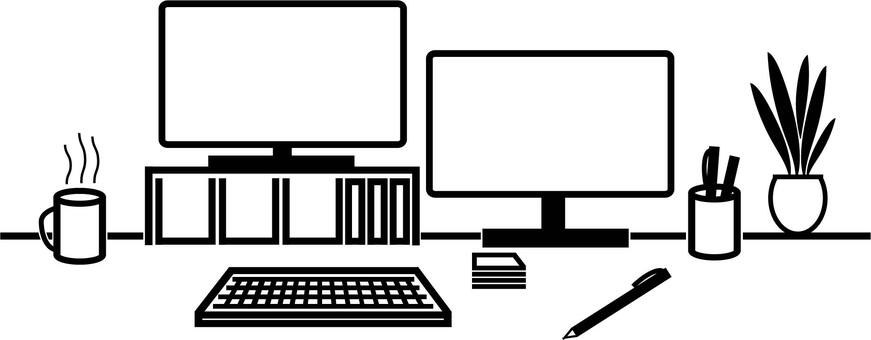 ワークデスク デスク,ワーク,pc,キーボード,オフィスのイラスト素材