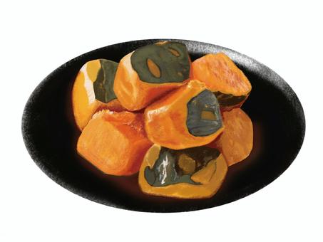 Boiled pumpkin, pumpkin, simmered dish, snack, JPG and PNG