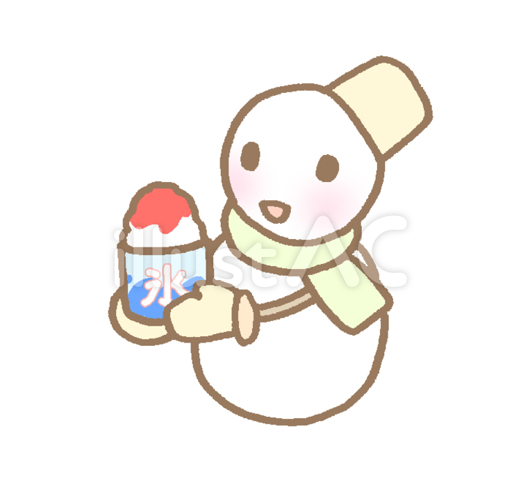 雪だるまとかき氷 雪だるま,かき氷,冬のイラスト素材