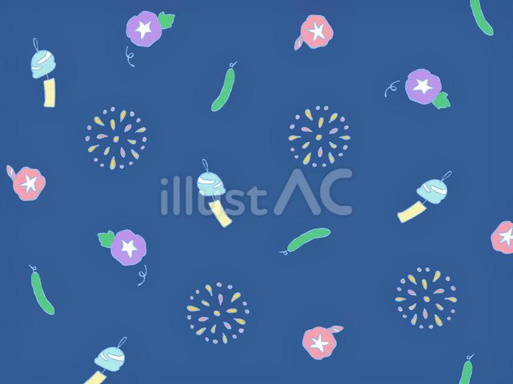 花火や風鈴など和の夏アイテム背景 夏,背景,夏休みのイラスト素材