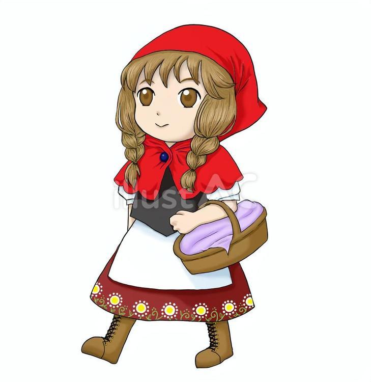 赤ずきん 赤ずきん,女の子,みつあみのイラスト素材