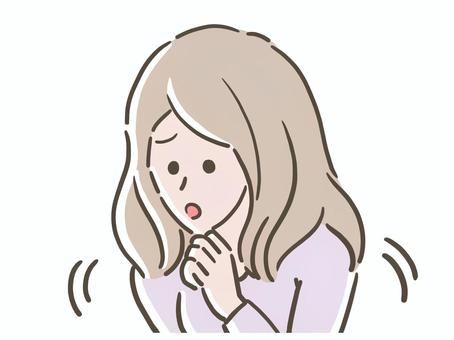 落ち着かない女性 落ち着かない,心配,不安,どうしよう,気になる,焦る,優柔不断,迷う,気にする,人見知りのイラスト素材