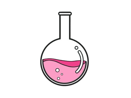 化学実験に使うガラスの丸底フラスコ フラスコ,丸底フラスコ,サイエンス,ガラス,透明,液体,理科,科学,道具,実験のイラスト素材