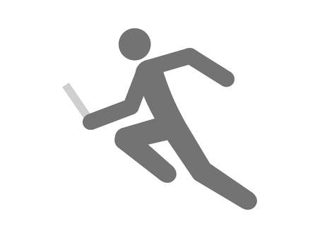 運動会やスポーツ大会のリレーで走る人（灰 運動会,体育祭,スポーツ,競技会,大会,リレー,バトン,競争,試合,競技のイラスト素材