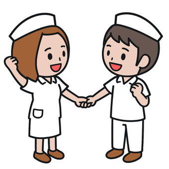 握手する人 握手,挑戦,目標,決意,友情,元気,仲間,笑顔,看護婦,ナース服のイラスト素材