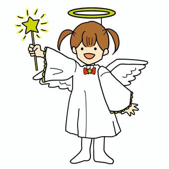 天使コスプレの女の子 クリスマス,コスプレ,天使,女の子,子ども,幼稚園,演劇のイラスト素材