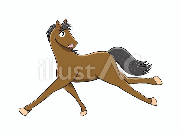 振り返る馬 馬,走る,コミカルのイラスト素材