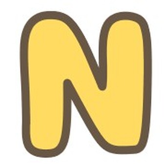 アルファベット　N アルファベット,文字,英語,n,黄色のイラスト素材