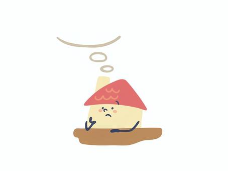 お家（考え中） 家,考える,思う,理想,考え中,思考,悩む,戸建て,建物,家屋のイラスト素材