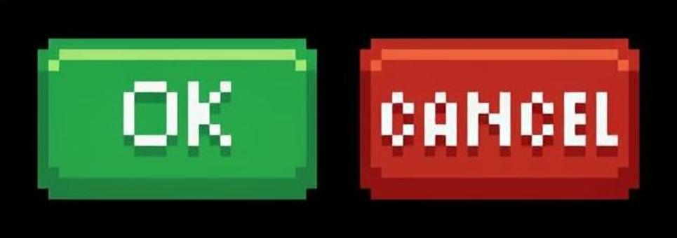 決定・キャンセルボタン　ドット絵 ドット,ドット絵,ピクセルアート,ui素材,ボタン,ゲーム素材,okボタン,キャンセルボタン,8bit,レトロゲームのイラスト素材