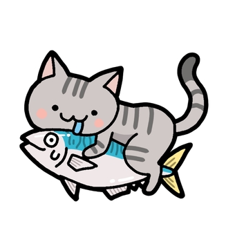 Illustration, скумбрия, кот, животное, 