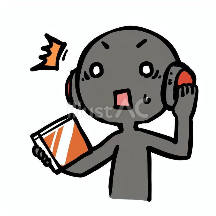 驚いてCDを聴くシルエット人物 シルエット,cd,驚くのイラスト素材
