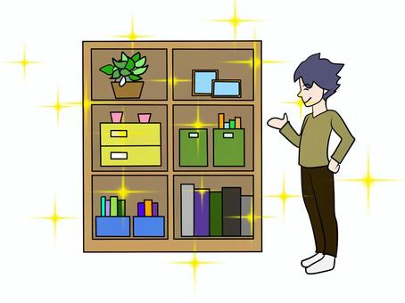 整った 整う,整理,棚,男,男性,キレイにする,ピカピカ,きちんと,整頓,整理整頓のイラスト素材